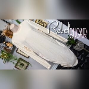 Rebel Sugar Rouched Ivory White Sweater Dress MD-LG